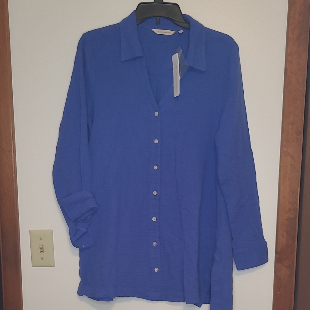 Soft Surroundings Royal Blue Button-Up Tunic